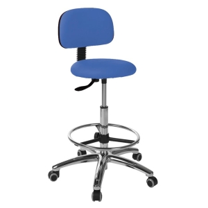 S5609 Runder Hocker mit Rückenlehne, Aluminiumfußkreuz und Fußring