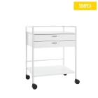 AUXILIO MIDI equipment table, equipment trolley, 64 cm wide, 82 cm high, 1 to 3 steel drawers