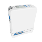Vue en angle du concentrateur d’oxygène Inogen Rove 4 avec boutons de commande et écran